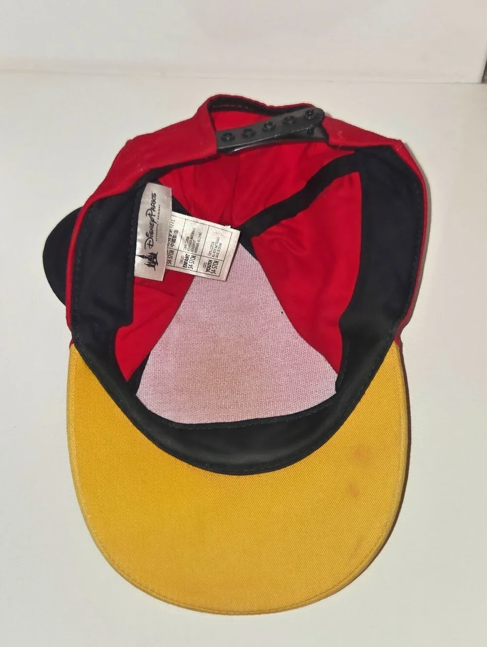 Disney Parks Mickey Mouse Ears Youth Snapback Hat Red Yellow Character Cap